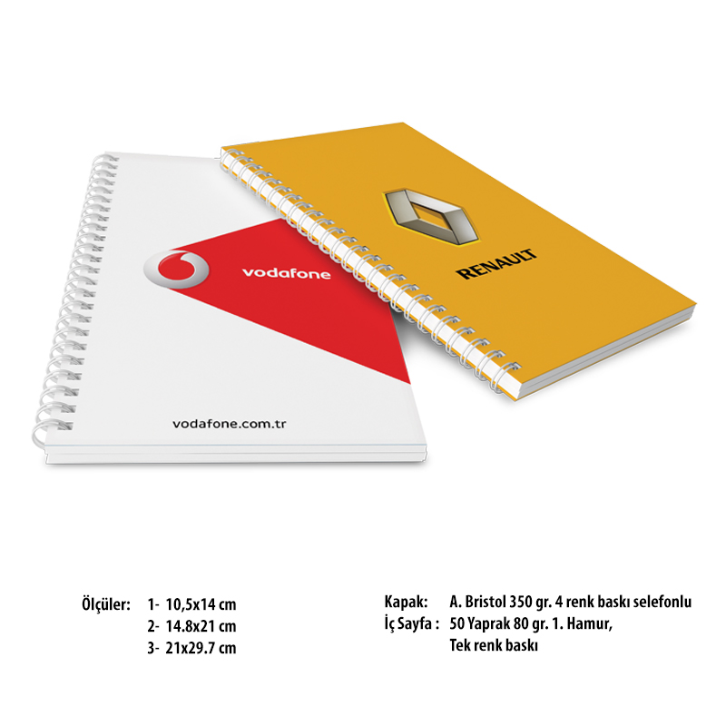 Promosyon Yandan Spiralli Karton Defter