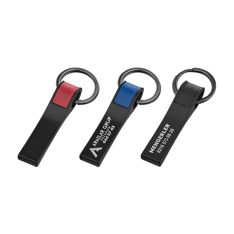 Promosyon Çift Taraflı Metal Suni̇ Deri̇ Anahtarlık