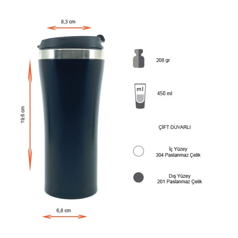 Promosyon Termos Tipi Çelik Bardak 450 ml