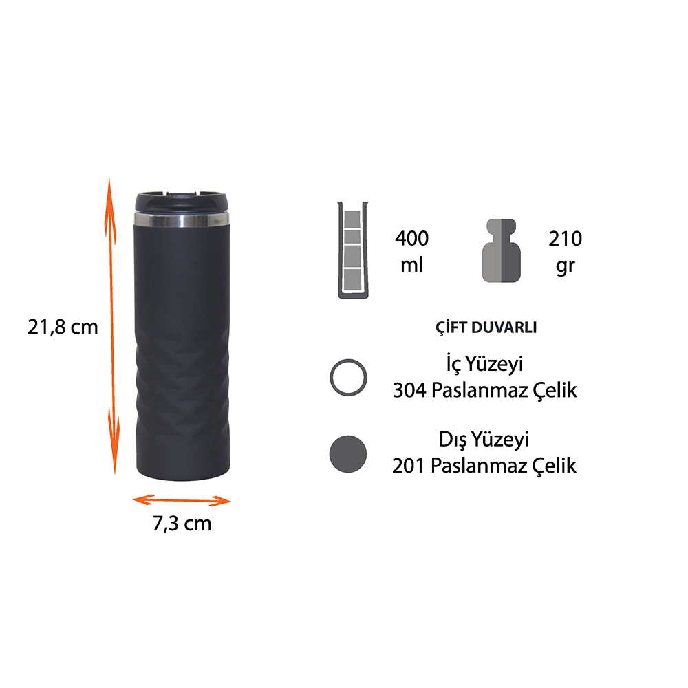 Promosyon Termos Tipi Çelik Bardak 400 ml