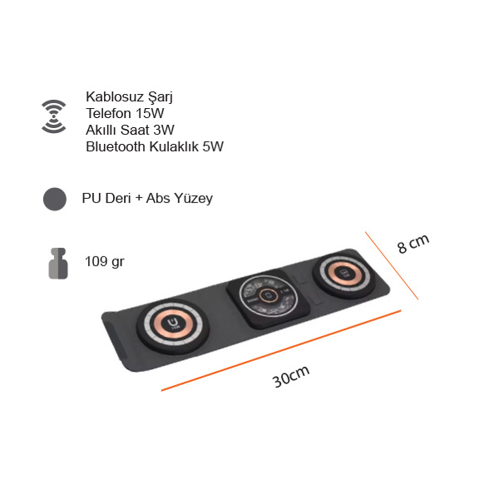 Promosyon Kablosuz Şarj Standı (Telefon, Saat, Kulaklık)