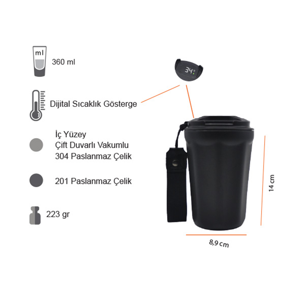 Promosyon Dereceli Termos Bardak 360 ml