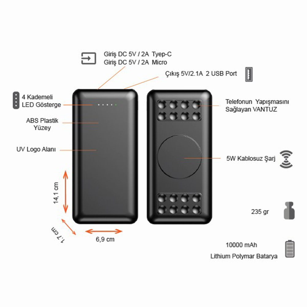 Promosyon Wireless Powerbank 10000 mAh