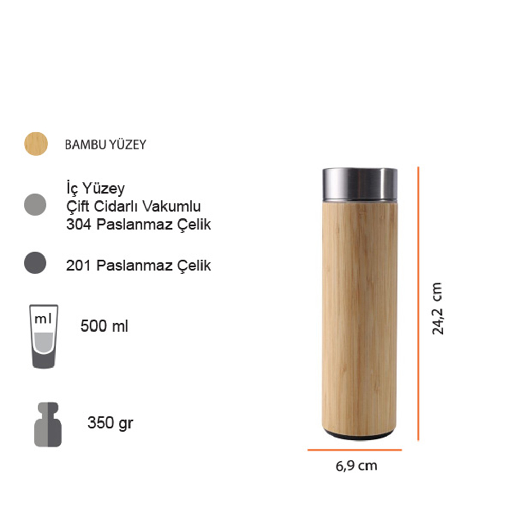 Promosyon Bambu Termos 500 ml