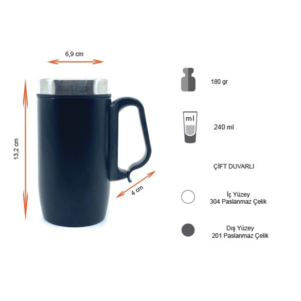 Promosyon Termos Tipi Çelik Kupa 240 ml