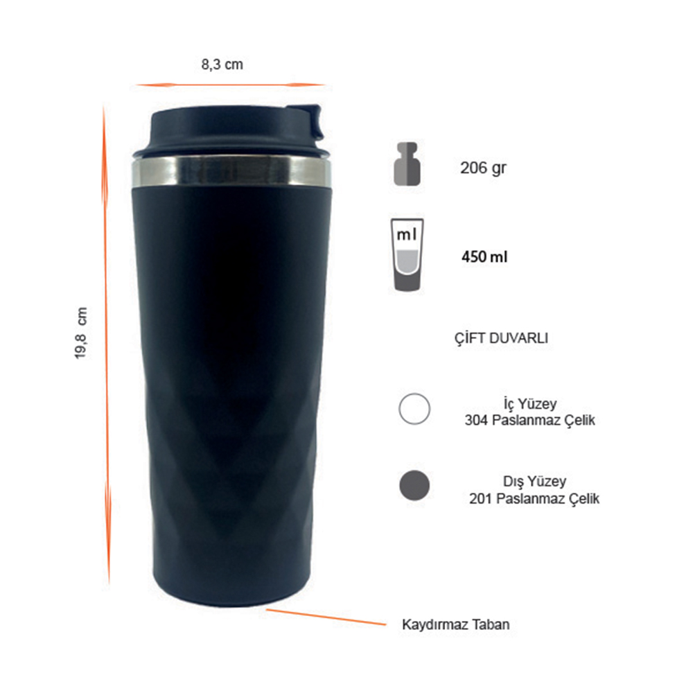 Promosyon Termos Tipi Çelik Bardak 450 ml