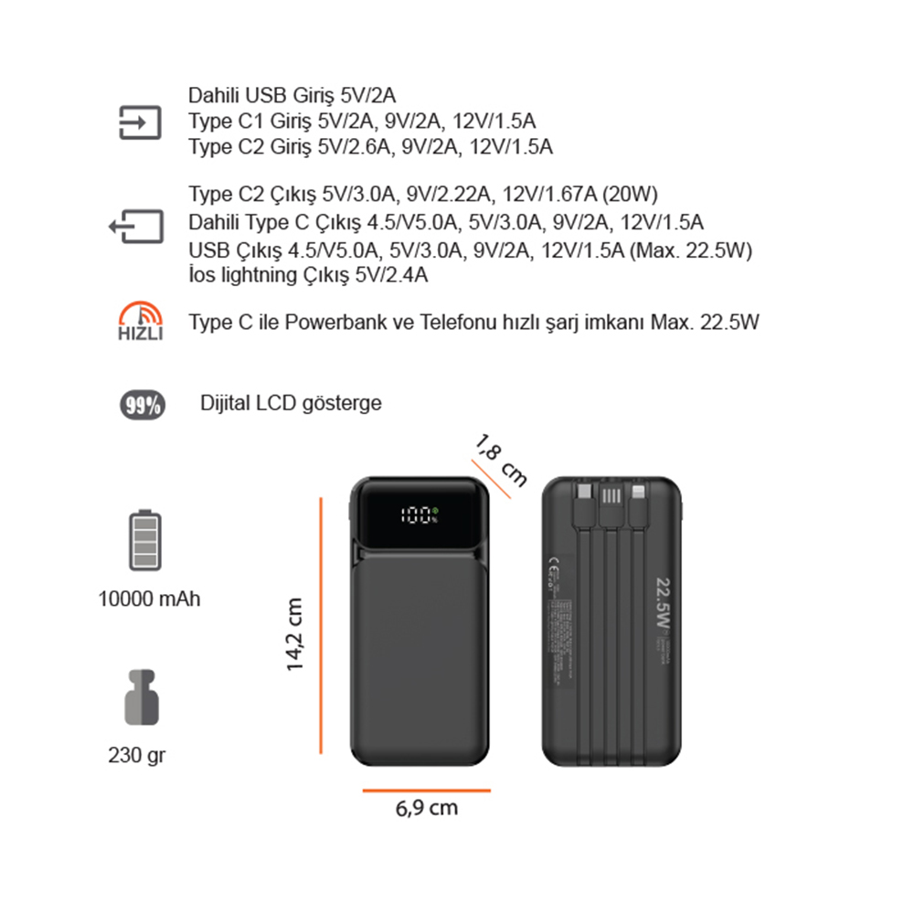 Promosyon Hızlı Şarj Powerbank 10000 mAh