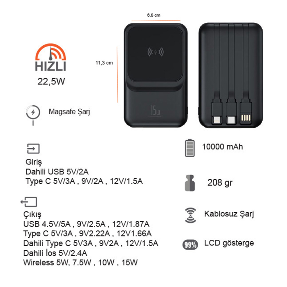 Promosyon Hızlı Wireless Şarj Magsafe 10000 mAh