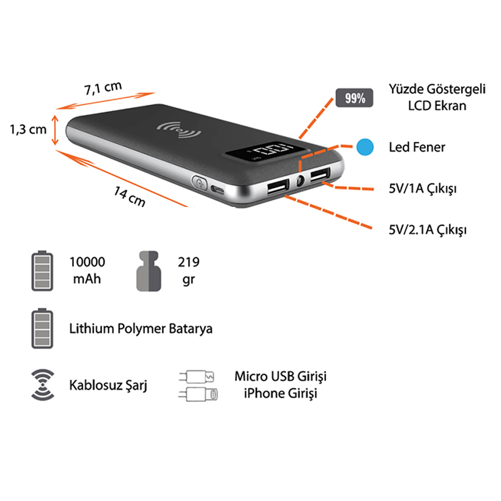 Promosyon Wireless Powerbank 10000 mAh