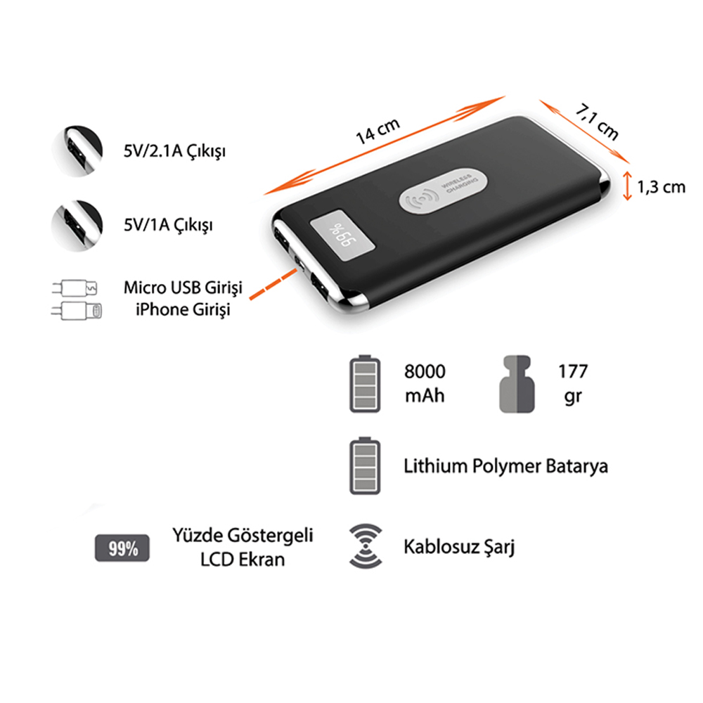 Promosyon Wireless Powerbank 10000 mAh