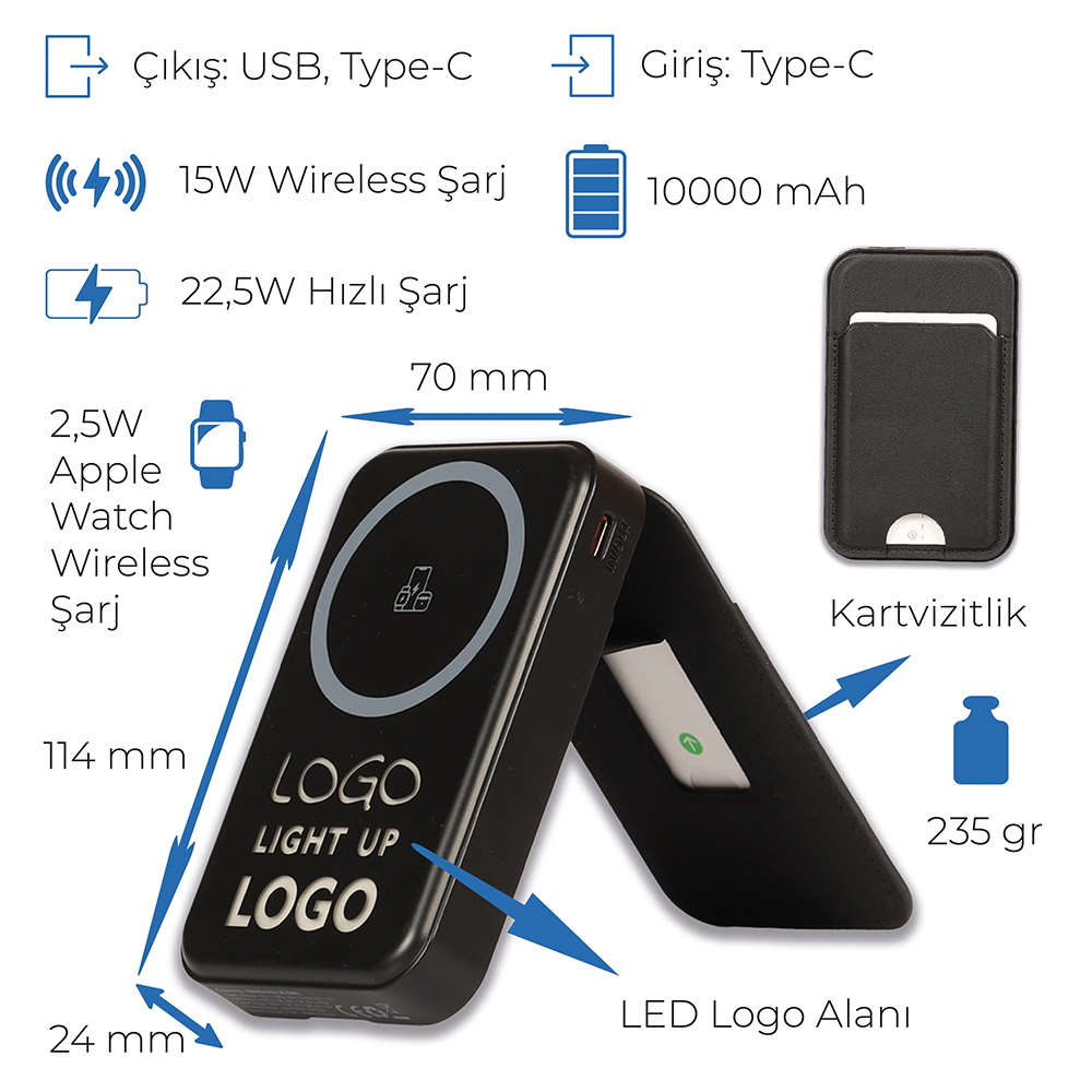 Promosyon Işıklı Logo Magsafe 10000 mAh