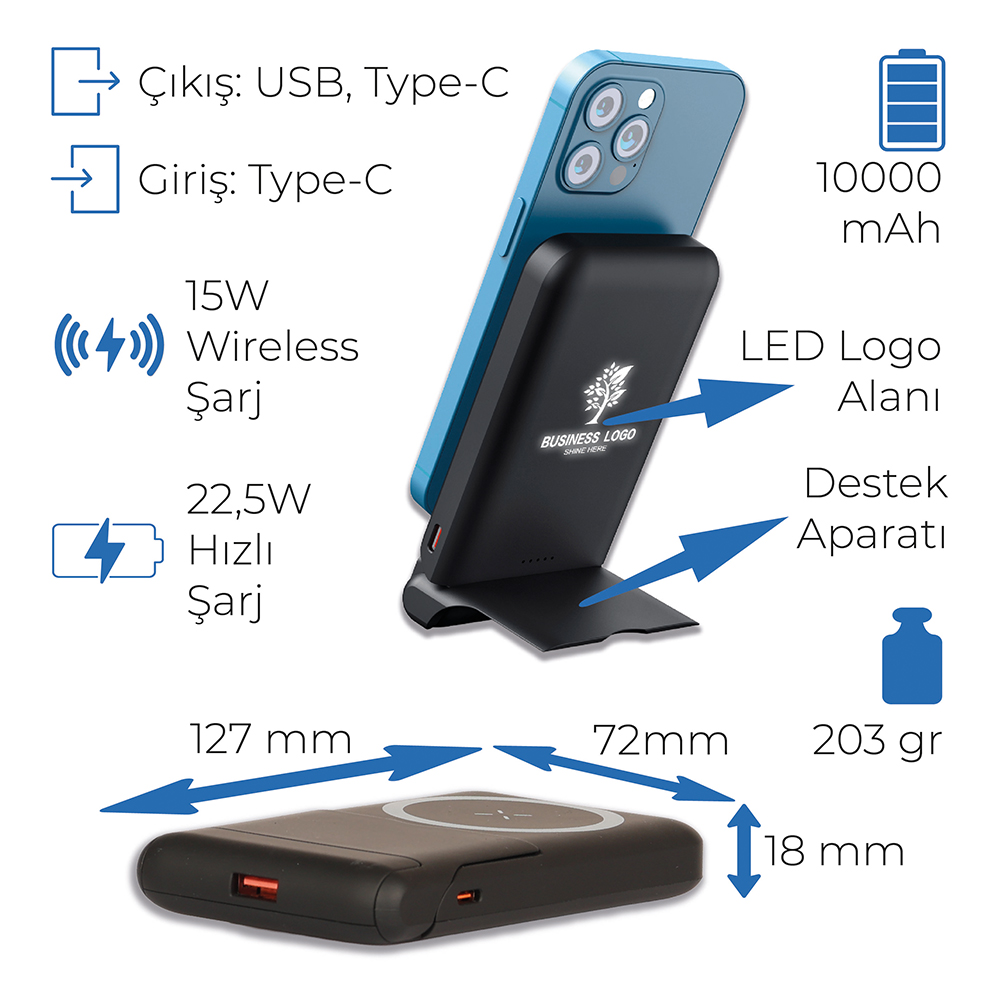 Promosyon Işıklı Logo Magsafe 10000 mAh